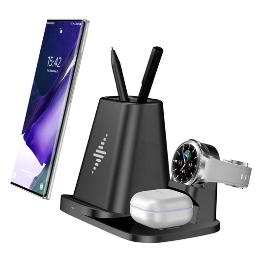 3-in-1-Desktop-Ladestation mit kabelloser Ladefunktion
