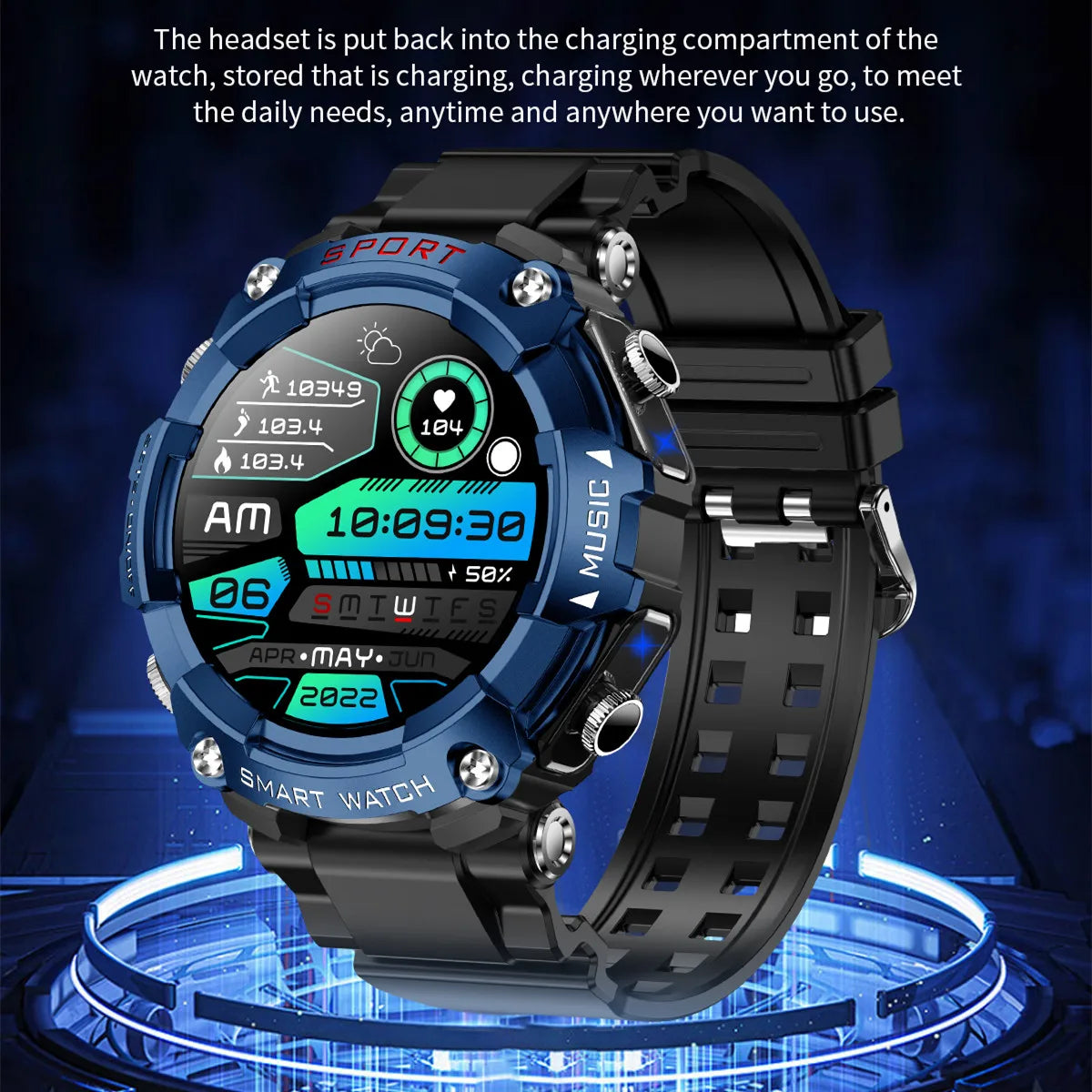 2-in-1-Smartwatch T69 mit Bluetooth-Ohrhörern