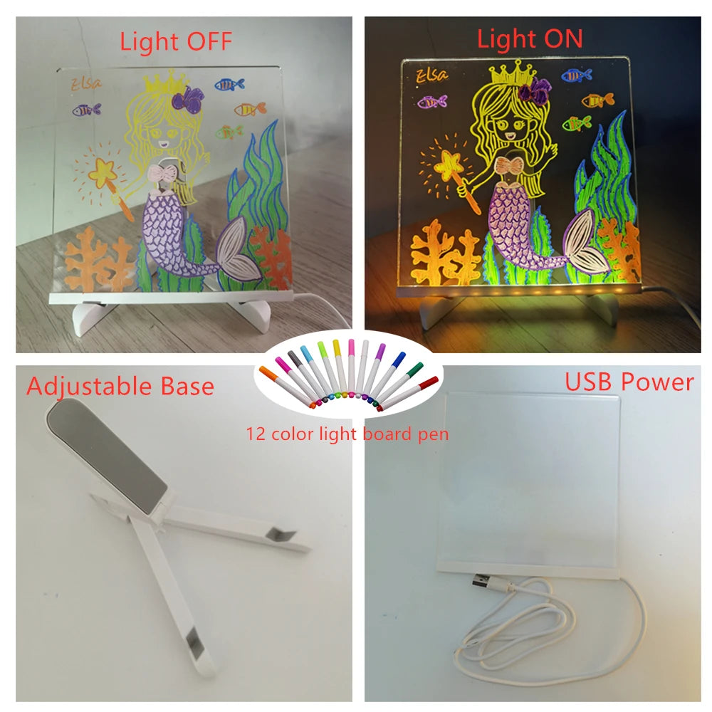 Personalized LED Message Board – Erasable Night Light Gift - Motionshop