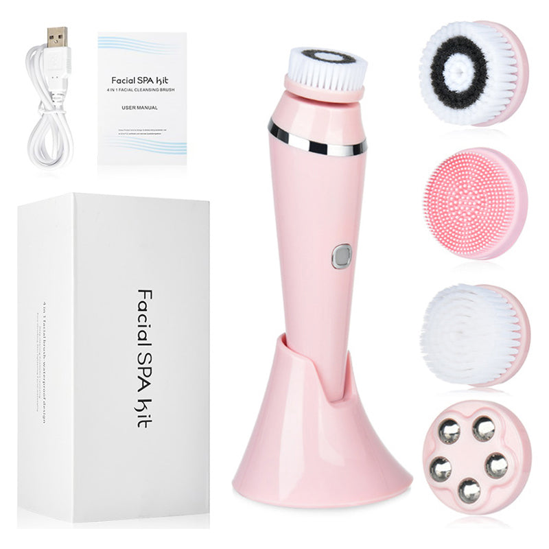 New 4 in 1 Electric Face Cleaner Machine Face Cleaning Brush Scrubber Facial Cleansing Brush - Motionshop