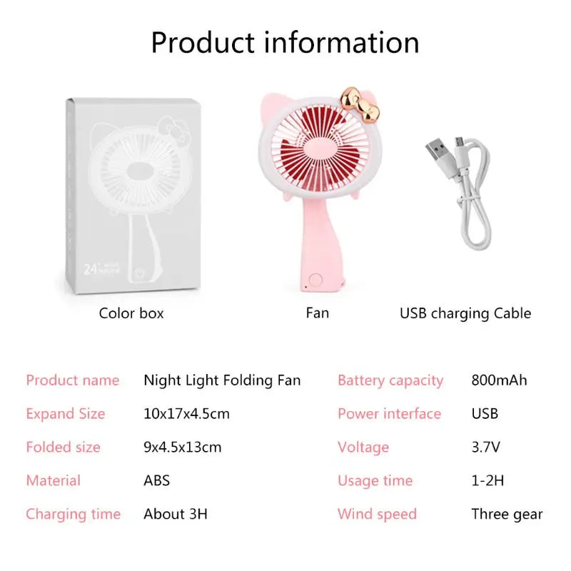 Mini Hand Fan with LED Light – USB Rechargeable Travel Fan | Motionshop - Motionshop