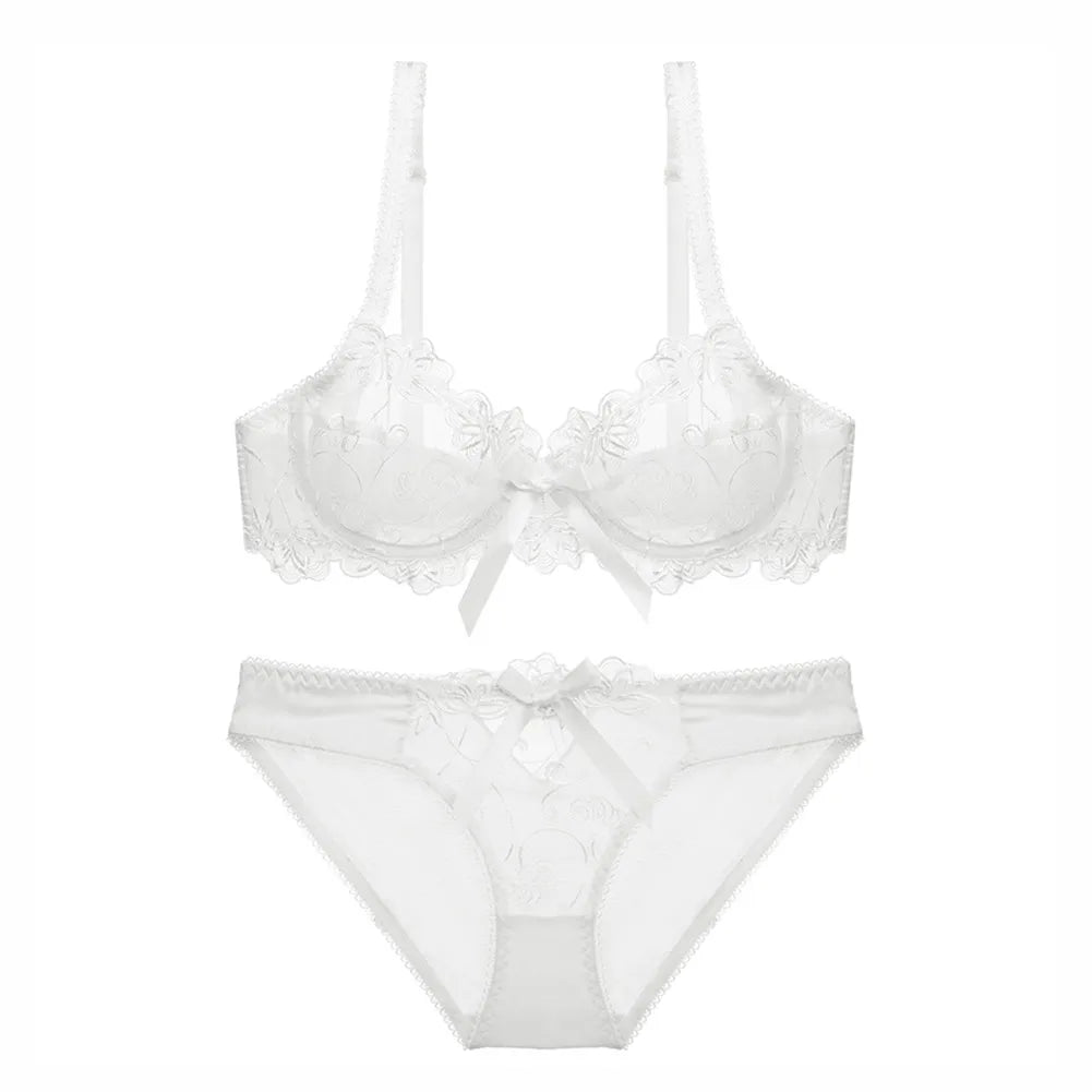 Varsbaby Women Sexy Slim Lace Lingerie Ladies Underwire Floral Large Size Bra Sets - Motionshop