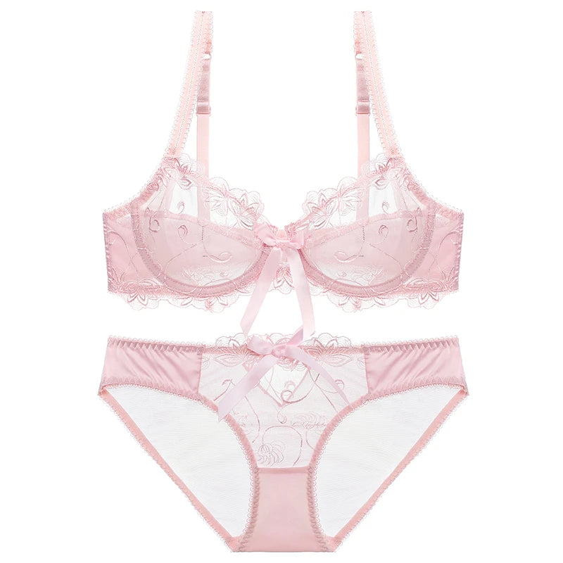 Varsbaby Women Sexy Slim Lace Lingerie Ladies Underwire Floral Large Size Bra Sets - Motionshop