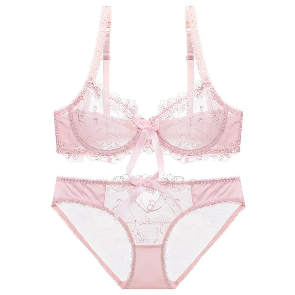 Varsbaby Women Sexy Slim Lace Lingerie Ladies Underwire Floral Large Size Bra Sets - Motionshop