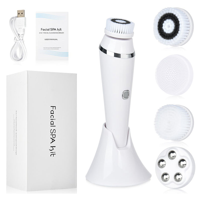 New 4 in 1 Electric Face Cleaner Machine Face Cleaning Brush Scrubber Facial Cleansing Brush - Motionshop