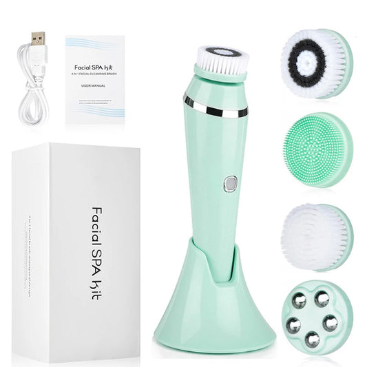 New 4 in 1 Electric Face Cleaner Machine Face Cleaning Brush Scrubber Facial Cleansing Brush - Motionshop