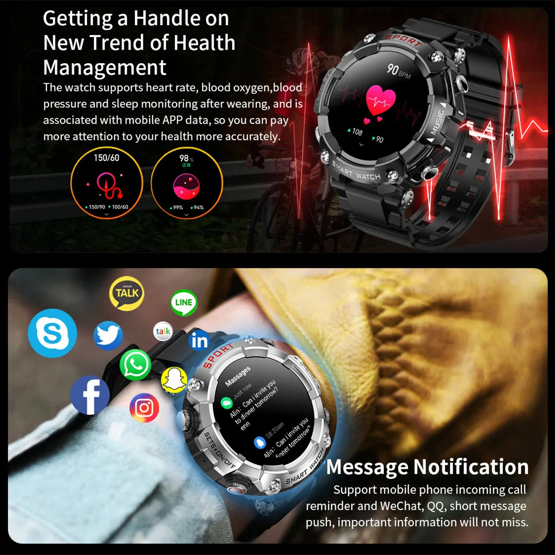 2-in-1-Smartwatch T69 mit Bluetooth-Ohrhörern