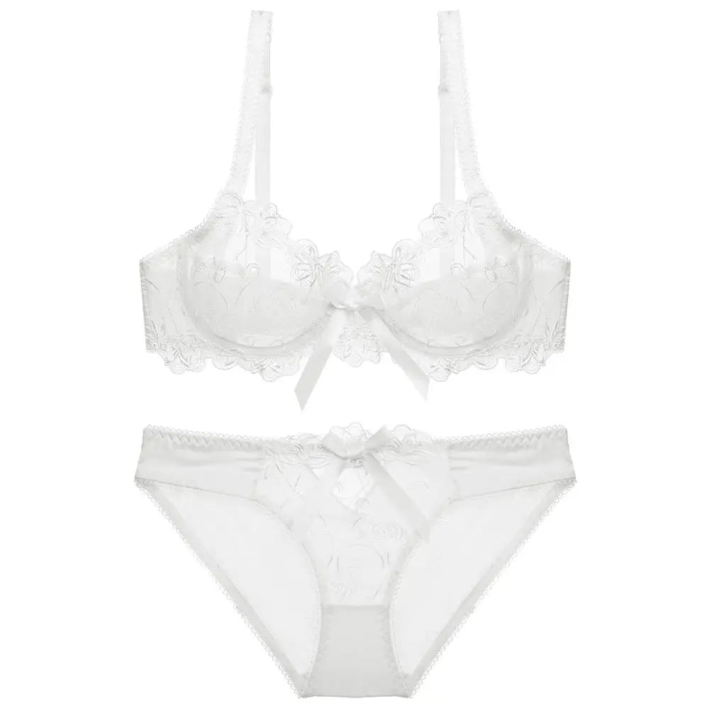 Varsbaby Women Sexy Slim Lace Lingerie Ladies Underwire Floral Large Size Bra Sets - Motionshop