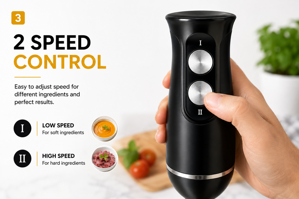 3 in 1 Hand Blender 400W 2 Speed with Whisk 0.50L Chopper 0.65L Measuring Cup Detachable Shaft