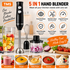 3 in 1 Hand Blender 400W 2 Speed with Whisk 0.50L Chopper 0.65L Measuring Cup Detachable Shaft