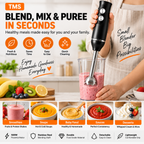 3 in 1 Hand Blender 400W 2 Speed with Whisk 0.50L Chopper 0.65L Measuring Cup Detachable Shaft