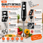 3 in 1 Hand Blender 400W 2 Speed with Whisk 0.50L Chopper 0.65L Measuring Cup Detachable Shaft