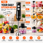 3 in 1 Hand Blender 400W 2 Speed with Whisk 0.50L Chopper 0.65L Measuring Cup Detachable Shaft