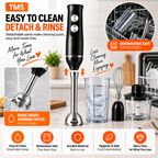 3 in 1 Hand Blender 400W 2 Speed with Whisk 0.50L Chopper 0.65L Measuring Cup Detachable Shaft