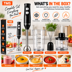 3 in 1 Hand Blender 400W 2 Speed with Whisk 0.50L Chopper 0.65L Measuring Cup Detachable Shaft