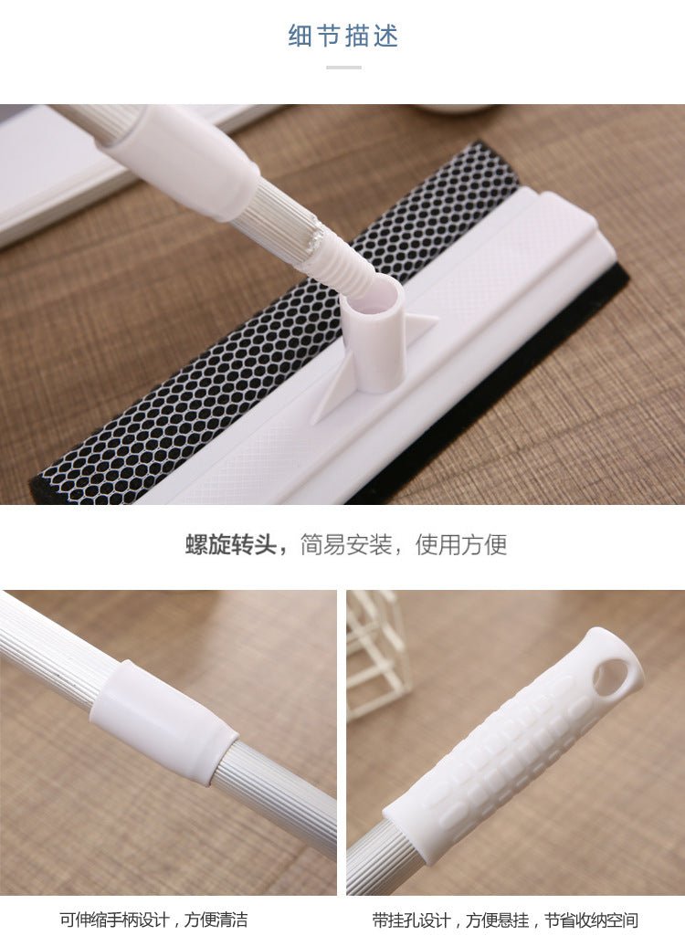 1pc Squeegee Window Cleaner 2 in 1 Retractable Pole Cleaning Window Brush Glass Squeegee Cleaning Tool for Car Shower Glass Door
