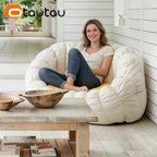 OTAUTAU Bean Bag Cover 2-seat Cotton Corner Nest Pouf Chaise Lounge Beanbag Cover SF613【No Filler!Please Buy Filler Yourself!】