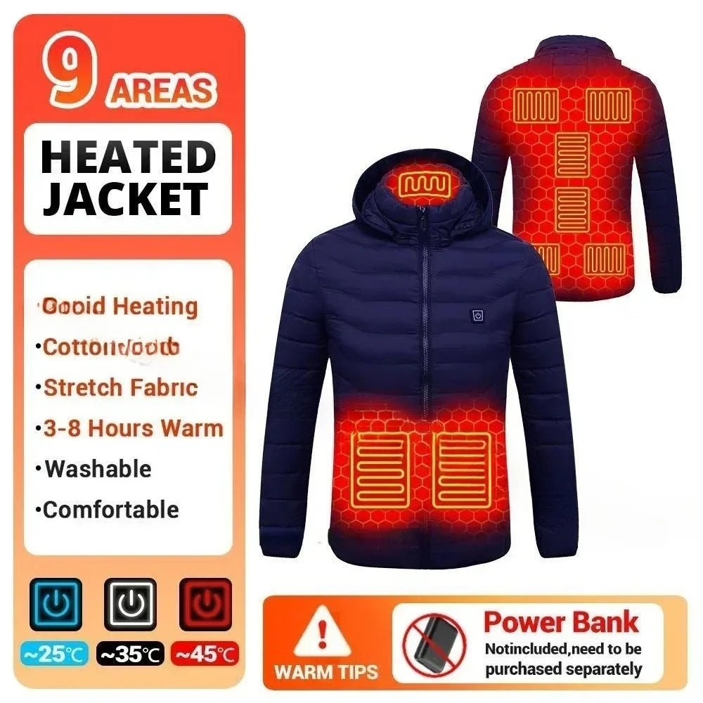 Men Winter USB Electric Heated Coat Functional Self Heating Clothes