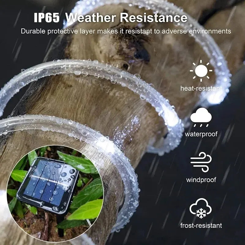 Solar Rope Lights Solar LED Light Path Deck Outdoor Garden Solar String Lights Waterproof Outdoor Lighting Strips 8 Light Modes - Motionshop