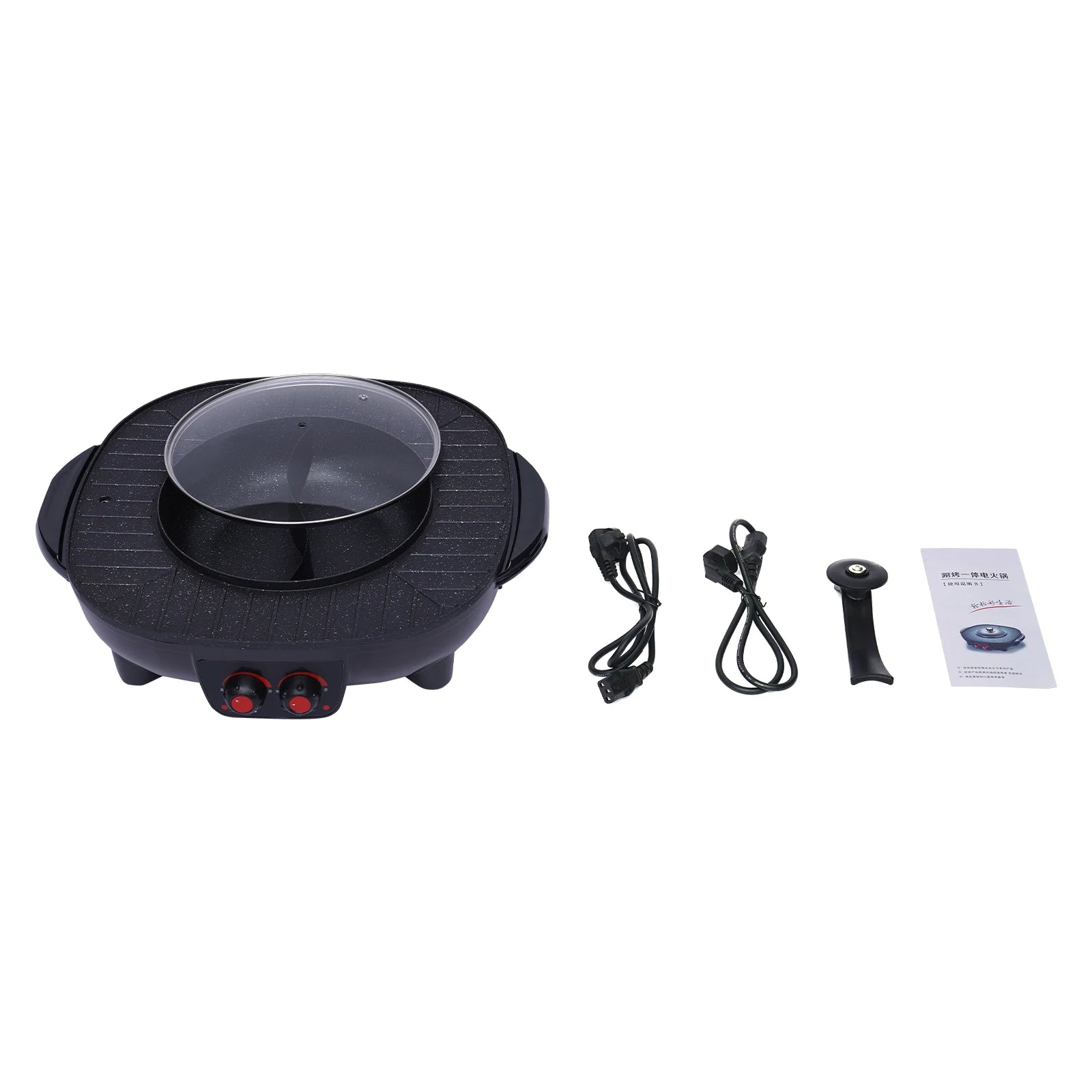 2-in-1 Electric Grill Hot Pot Electric Grill 2000W Hot Pot Shabu Shabu Hot Pot with Grill for 5-6 People