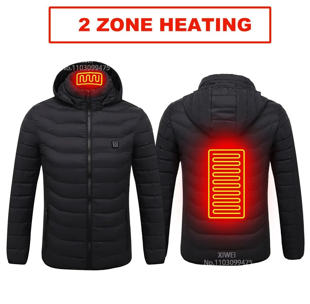 USB Self Heated Jacket Warm Coats Winter Thermal Skiing Camping Hiking Jacket