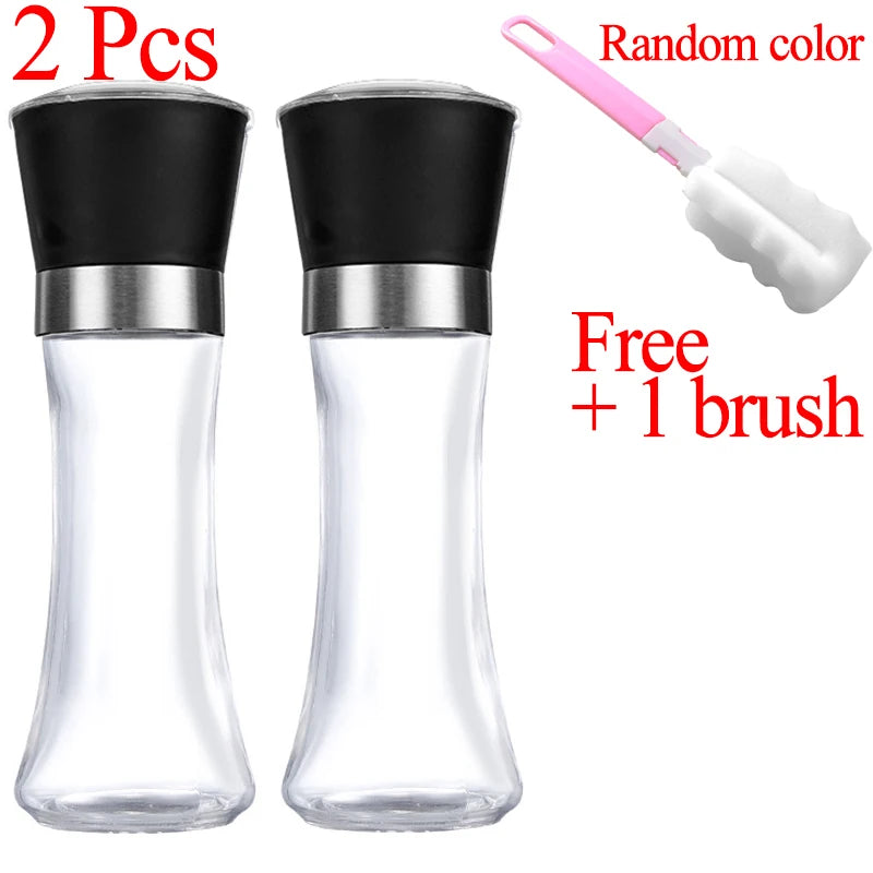 Stainless Steel Mill Glass Body Spice Salt and Pepper Grinder - Motionshop
