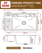 Stainless Steel Kitchen Sink With Waterfall Extra Large Single Bowl Digital Display Multifunctional Dishwashing Sinks