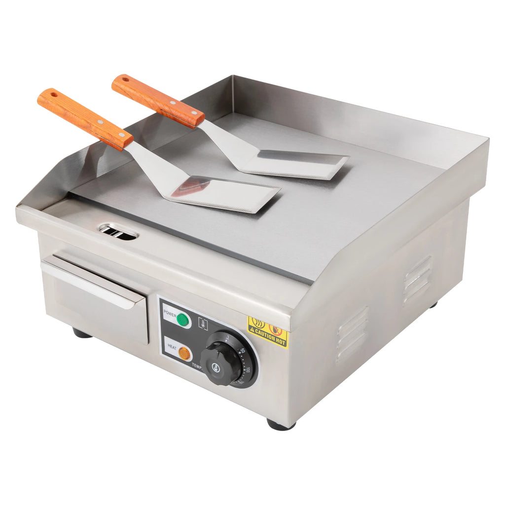 2000W Modern Stainless Steel Electric Griddle, 5.5*38*21cm Silver Electric Griddle for Processing Pancakes, Bacon, Baked Cheese