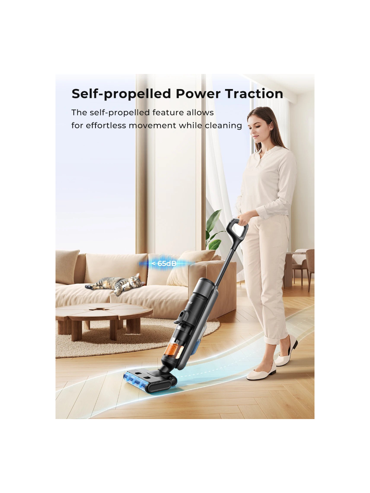 M3 Cordless Wet Dry Vacuum Cleaner Mop, Edge Cleaning 55min Auto Suction