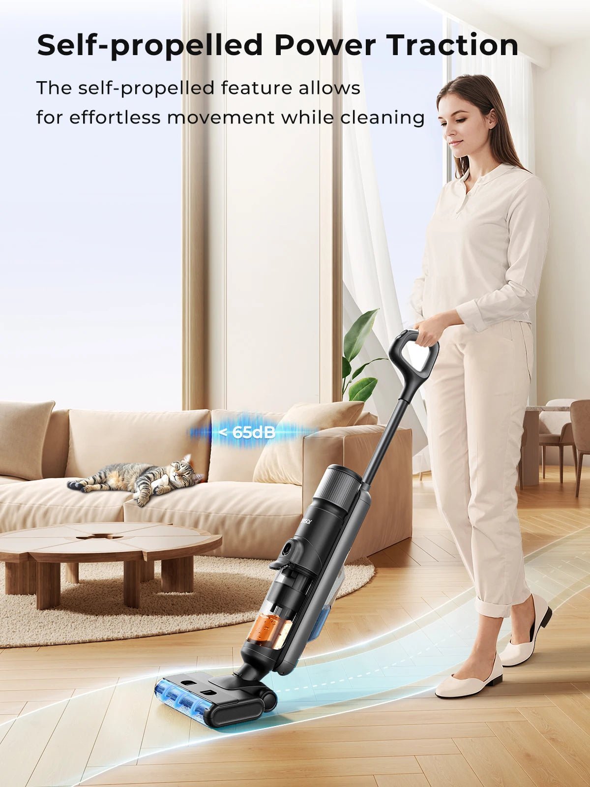 M3 Cordless Wet Dry Vacuum Cleaner Mop, Edge Cleaning 55min Auto Suction