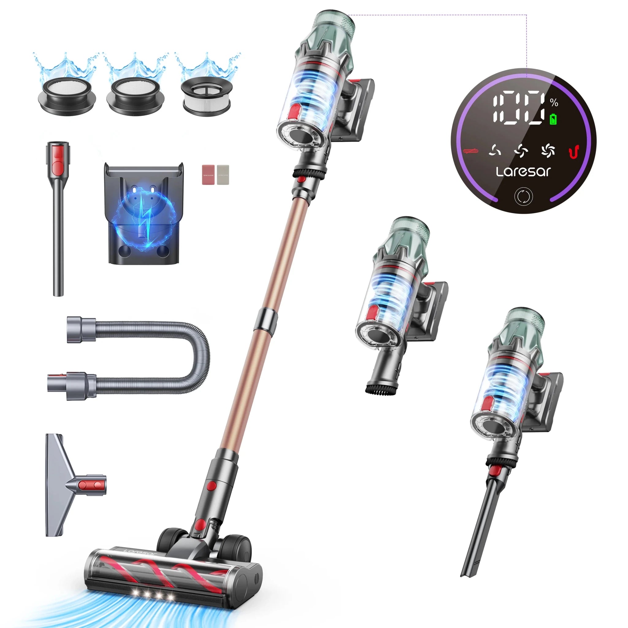 Laresar V7 PRO 600W 65KPA Cordless Vacuum Cleaner Handheld Home Appliance Aromatherapy Function Long Hose Sofa Suction