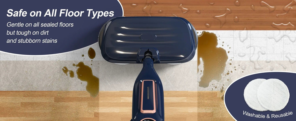 Steam Vacuum Mop, 1200W 8 in 1 Rotary Pads, 15 Seconds Fast Heating, Steam Mop for Kitchen,Carpet, Hardwood Floor