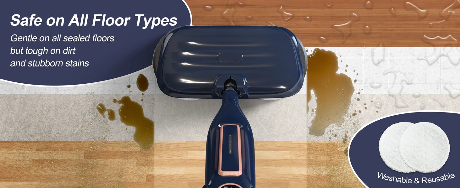 Steam Vacuum Mop, 1200W 8 in 1 Rotary Pads, 15 Seconds Fast Heating, Steam Mop for Kitchen,Carpet, Hardwood Floor