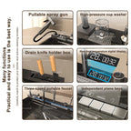 Stainless Steel Kitchen Sink With Waterfall Extra Large Single Bowl Digital Display Multifunctional Dishwashing Sinks