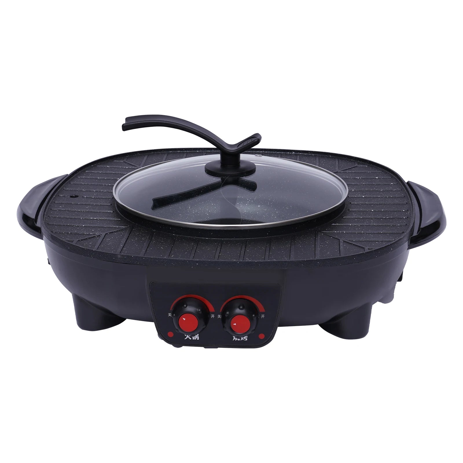 2-in-1 Electric Grill Hot Pot Electric Grill 2000W Hot Pot Shabu Shabu Hot Pot with Grill for 5-6 People