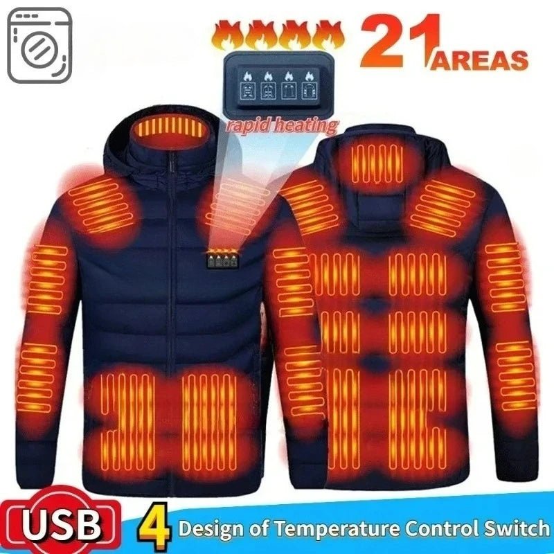 Men Winter USB Electric Heated Coat Functional Self Heating Clothes
