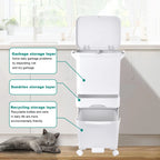 Step Trash Can Kitchen, Large Capacity, Dry and Wet Separation Pedal Bin on Wheels | for Home Kitchen Household Restaurant