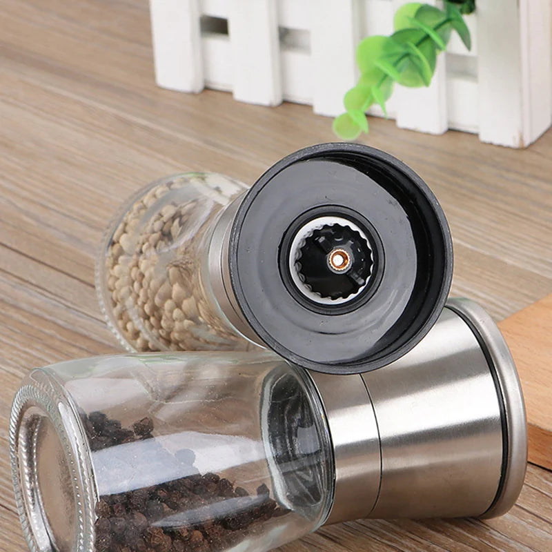 Stainless Steel Mill Glass Body Spice Salt and Pepper Grinder - Motionshop