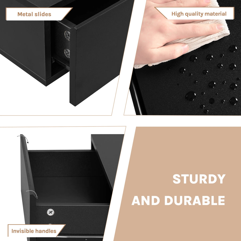 WOLTU 2PCS/Set Modern Bedroom Nightstand Hanging Bedside Table Wall Mounted Bedside Cabinet with Drawer for Living Room