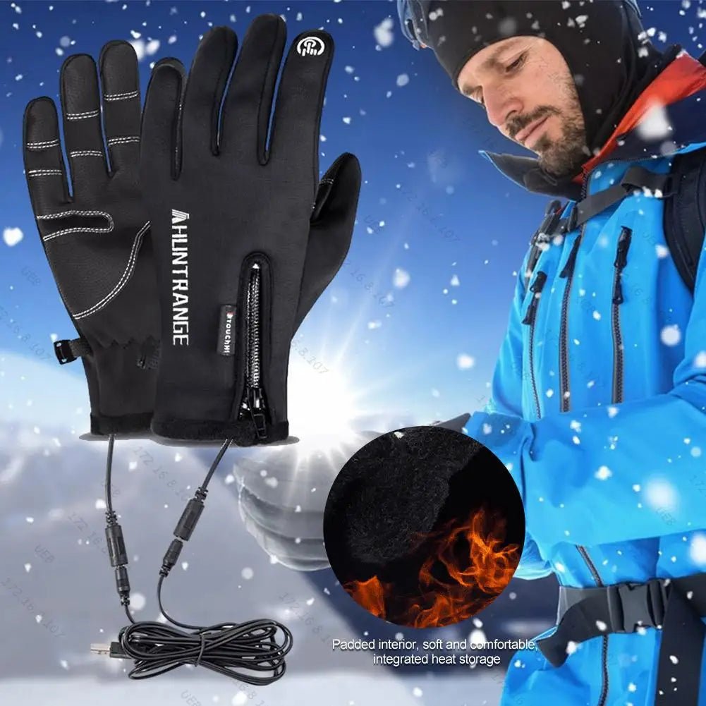 Electric Heated Gloves Winter Warm Ski Gloves Winte Hand Warmer USB Touch Screen Moto Anti-Slip Glove For Outdoor Hiking Skiing