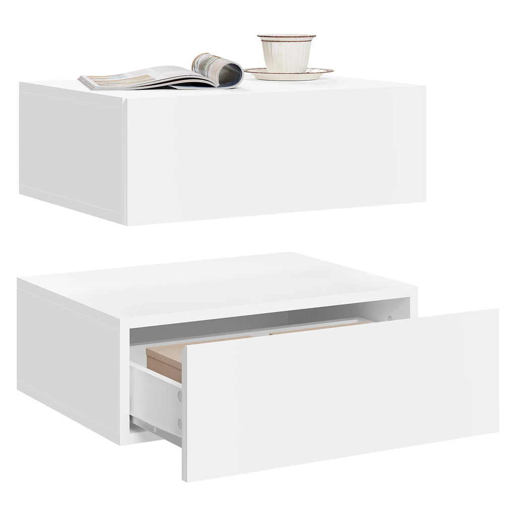 WOLTU 2PCS/Set Modern Bedroom Nightstand Hanging Bedside Table Wall Mounted Bedside Cabinet with Drawer for Living Room