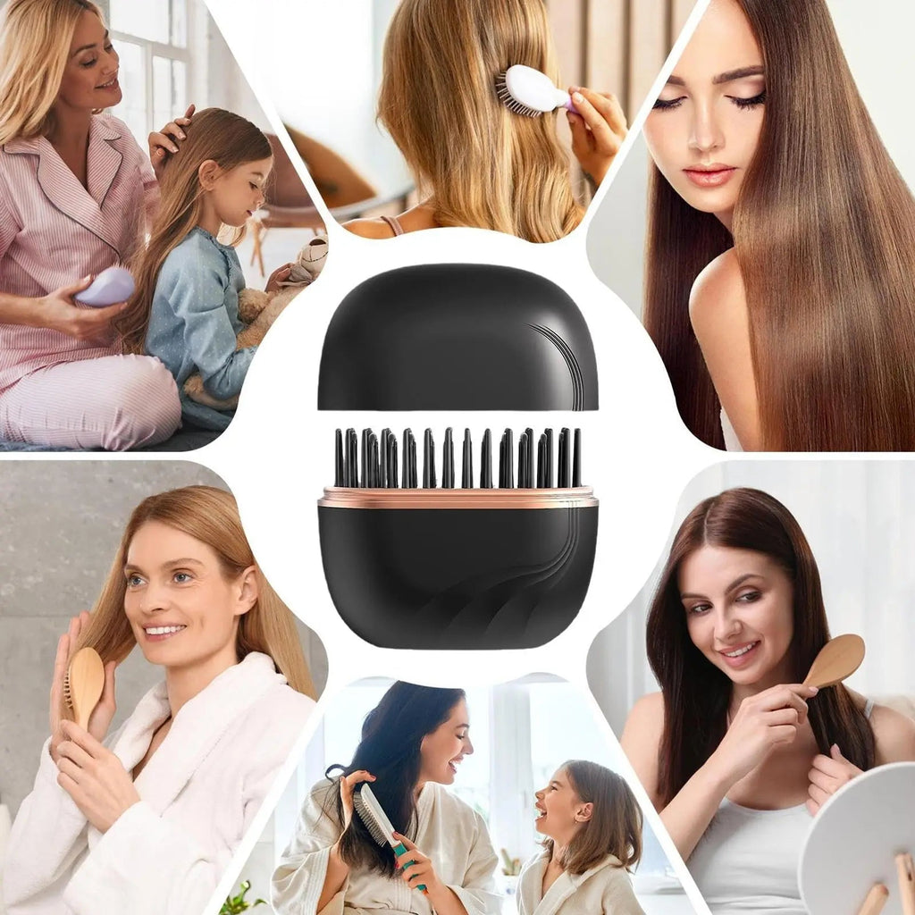 Portable Hair Straightener Brush Anti-Scald Shell Cordless USB Charging