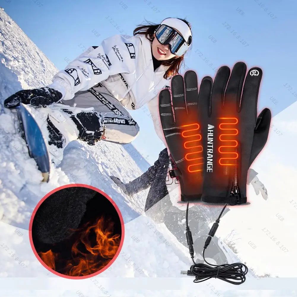 Electric Heated Gloves Winter Warm Ski Gloves Winte Hand Warmer USB Touch Screen Moto Anti-Slip Glove For Outdoor Hiking Skiing