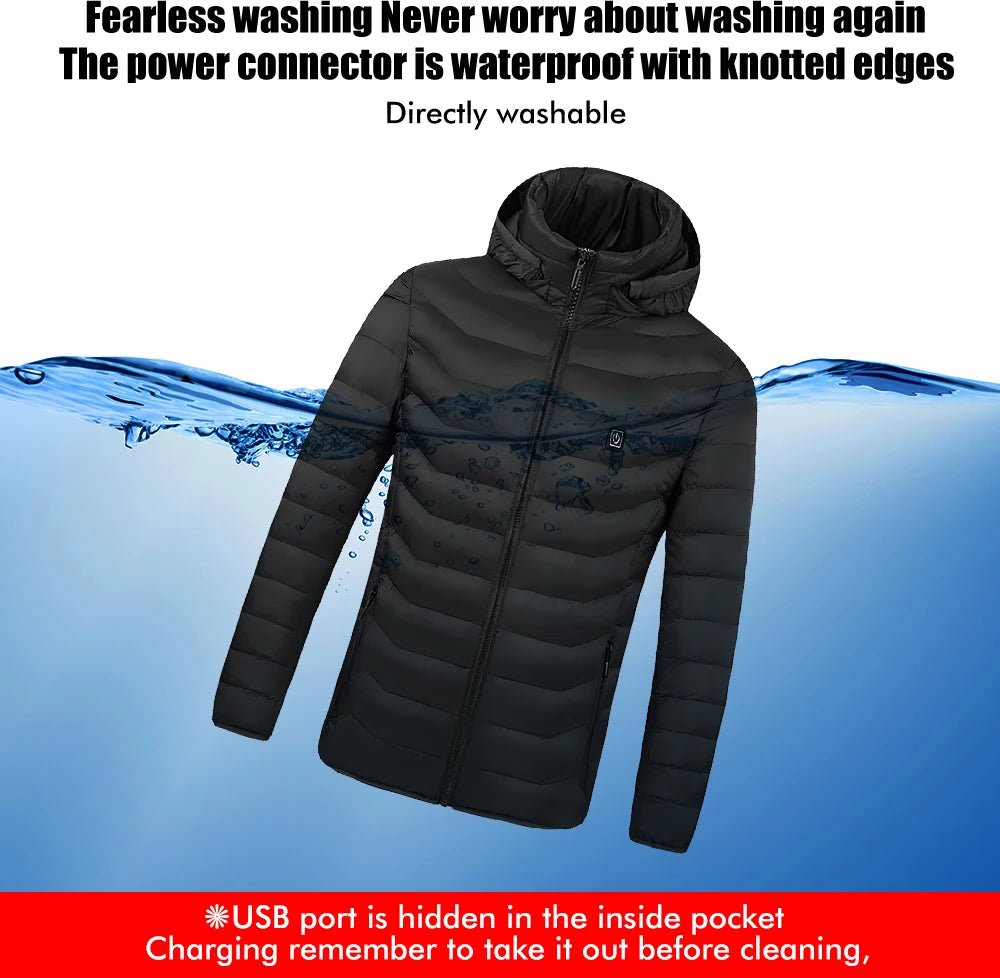 Heating Jackets Smart Thermostat Pure Color Hooded Heated Clothing Women Sportswear Heated Coat USB Heating Jacket For Camping