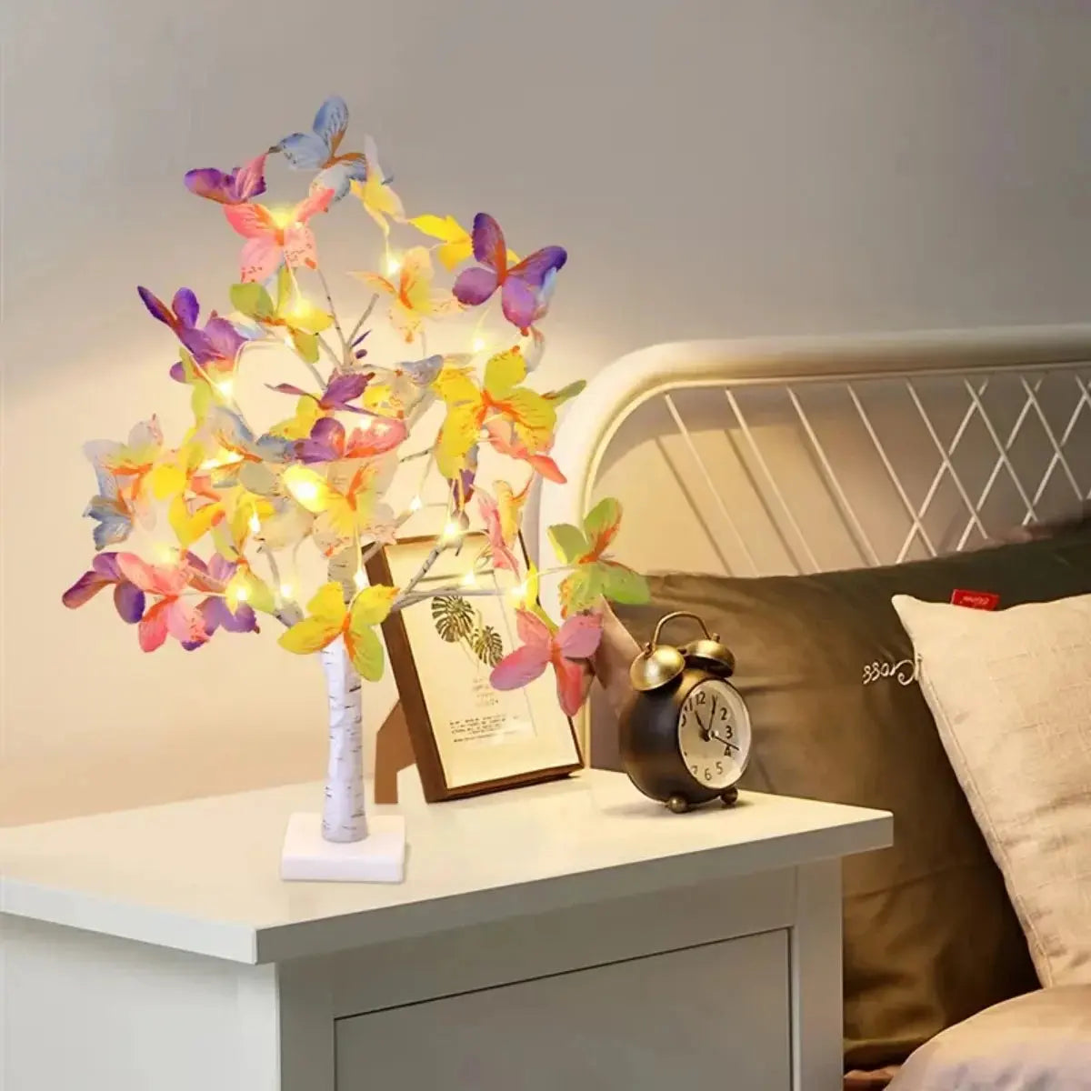 1Pc 23.62inch Colorful Butterfly Artificial Birch Tree Lights