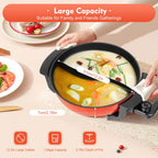 1360W Electric Hot Pot w/ 5 Temp Settings 6L Non-Stick Coating Large Capacity Skillet