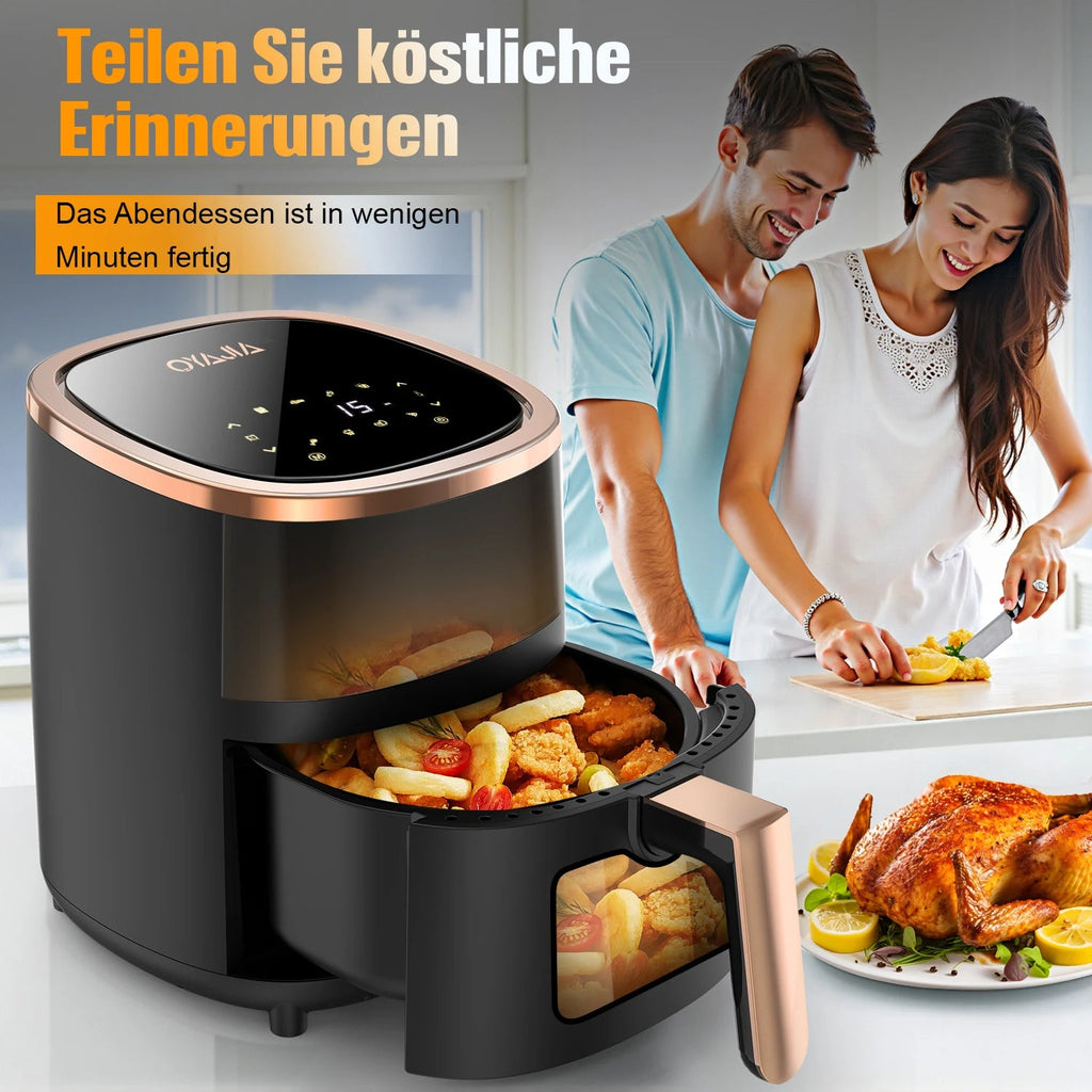 1800W 6L Multi-Functional Air Fryer with Viewing Window, 8 Cooking Functions &Digital Display & Timer Function