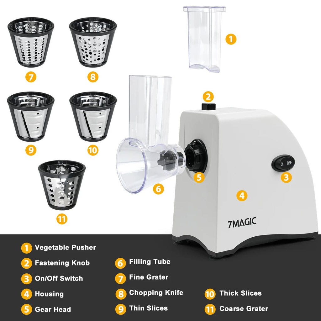 5 in 1 Electric Vegetable Cutter Shredder Automatic Salad Shooter Machine Cheese Grater Carrot Cabbage Slicer