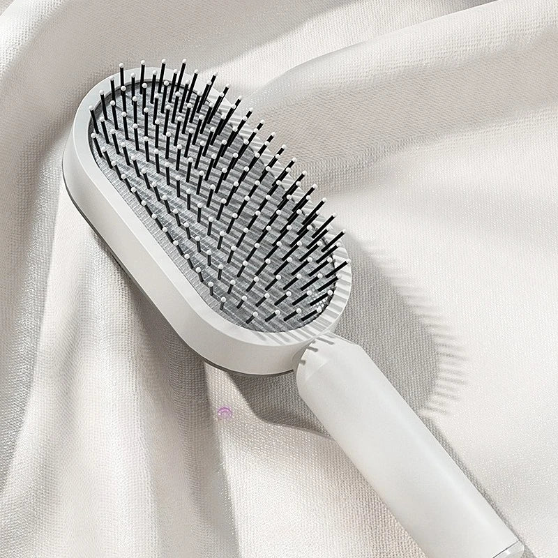 One-key Press Type Airbag Massage Comb Wet & Dry Detangler Hair Brush Durable for Women's Long Hair for Household Hair Care Gift