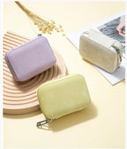 Portable Mini Leather Wallet With Mirror New Chinese Style Cow Leather Storage Bag For Coins And Earphones